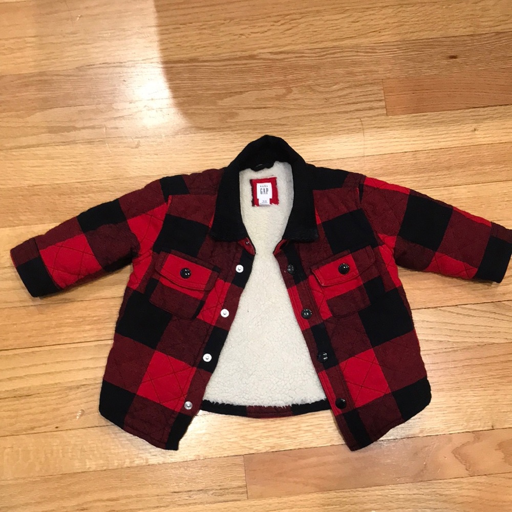 Gap Sherpa Lined Flannel Jacket, Sz 12-18 months